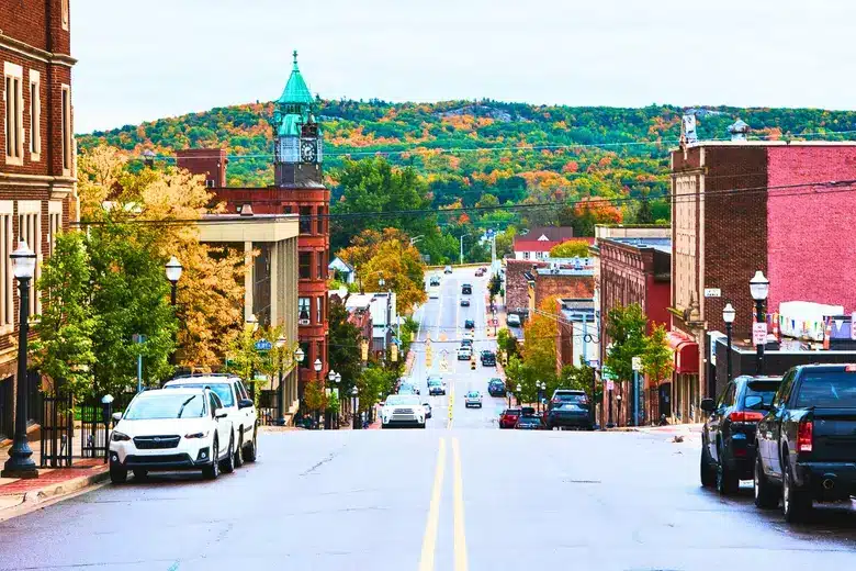a car driving on a city street